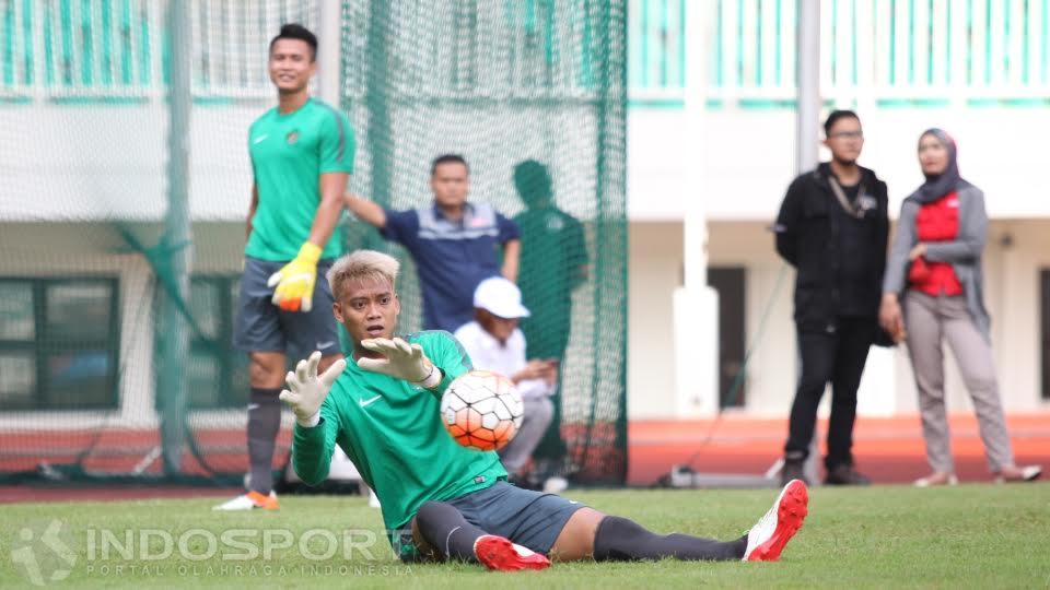 Kiper Kurnia Meiga saat seleksi tahap pertama Timnas Indonesia.